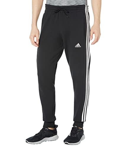 adidas Herren Essentials French Terry 3-Streifen Hose mit Bündchen, Schwarz/Weiß, X-Groß von adidas