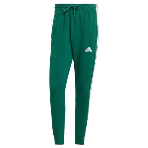 adidas Men's Essentials French Terry Tapered Cuff 3-Stripes Pants Jogginghose, Collegiate Green, L von adidas