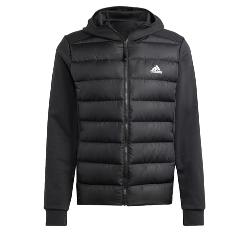 adidas Herren Essentials Hybrid Hooded Daunenjacke, Schwarz, M von adidas