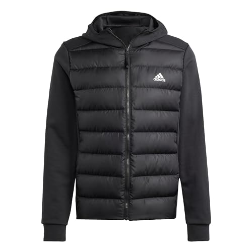 adidas Herren Essentials Hybrid Hooded Daunenjacke, Schwarz, M von adidas