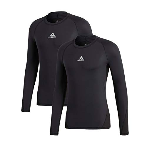 adidas Herren Langarm Shirt ALPHASKIN Techfit 2Pack Schwarz/Schwarz L von adidas