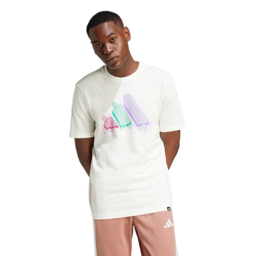 adidas Herren Lounge Ice Graphic T-Shirt, Cremeweiß, Größe M von adidas