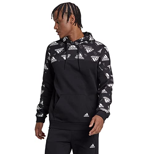 adidas Herren M FL GFX Hoodie Kapuzenpullover, Schwarz, L von adidas