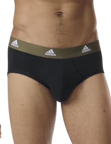 adidas Herren Multipack Brief (3pk) und Active Flex Cotton (6 Pack) Slip, Schwarz 5, L von adidas