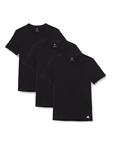 Adidas Herren kurzarm Unterhemd (3er Pack) rundhals Crew Neck T-Shirt (Gr. S - 3XL), Schwarz, M von adidas