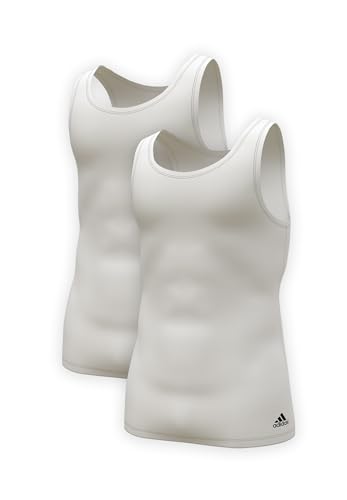 Adidas Herren ärmelose Unterhemden (2er Pack) rundhals Business Unterhemd (Gr. S - 3XL), Weiß, M von adidas