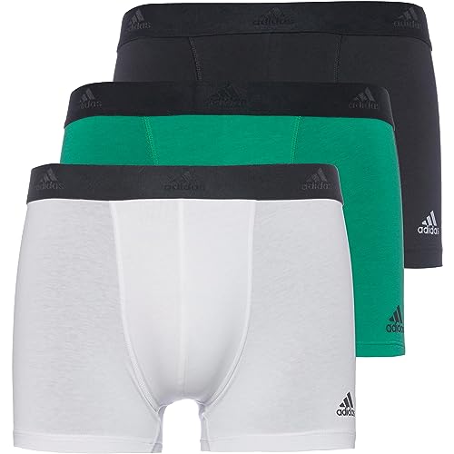 adidas Herren Multipack Trunk (3pk) Baumwolle Variante 3 Unterwäsche, weiß/grün/schwarz, S von adidas