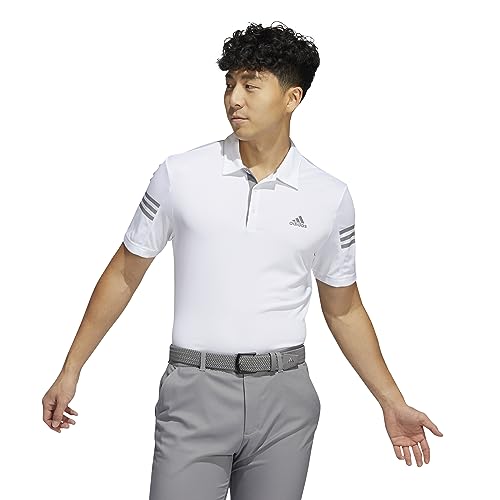 adidas Herren-Poloshirt mit 3 Streifen, kurzärmelig, weiß, M von adidas