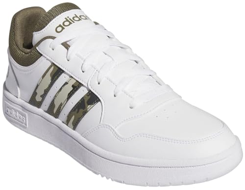 adidas Herren Hoops 3.0 Low Classic Vintage Shoes Sneaker, Cloud White/Olive strata/Grey Two, 46 2/3 EU von adidas