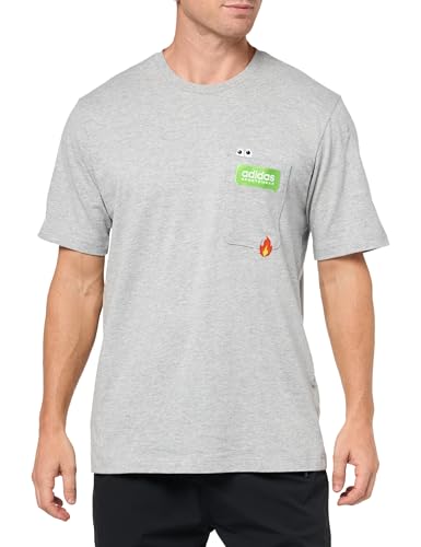 adidas Herren Remoji Pocket T-Shirt, Medium Grey Heather, XL von adidas