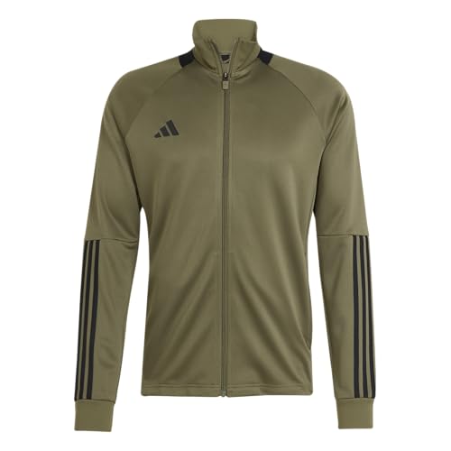 adidas Herren Sereno Cut 3-Stripes Slim Track Jacket Sweatshirt, Olive Strata/Schwarz, XL von adidas