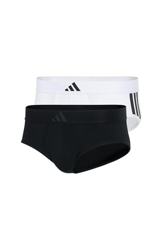 adidas Herren Slip 2er Pack-Low Rise Brief (2PK) -Active Flex Cotton 3 Stripes Unterwäsche, Black/White_4AM007, XL von adidas