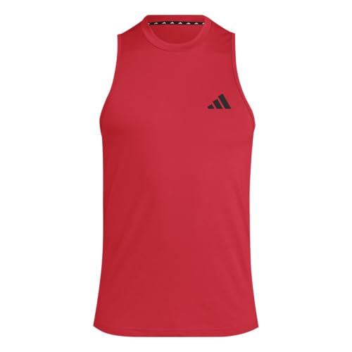 adidas Herren-T-Shirt, hohe Größe, Training, Essentials, Feel Ready Logo, ärmellos, Pure Ruby/Black, XXL von adidas