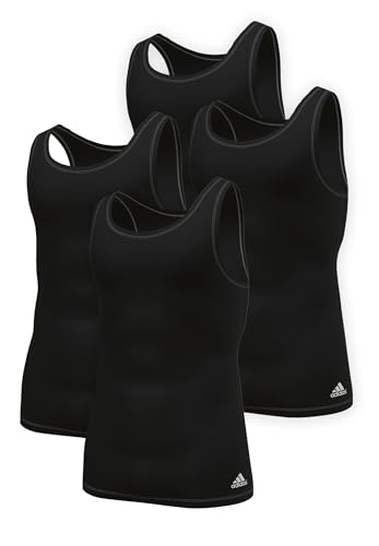 adidas Herren Tank Top Unterhemd langlebig feuchtigkeitstransportierend 4 er Pack, Farbe:Black, Bekleidungsgröße:L von adidas