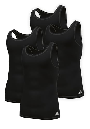 adidas Herren Tank Top Unterhemd langlebig feuchtigkeitstransportierend 4 er Pack, Farbe:Black, Bekleidungsgröße:M von adidas