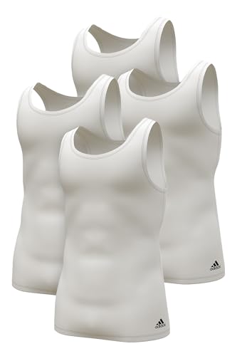 adidas Herren Tank Top Unterhemd langlebig feuchtigkeitstransportierend 4 er Pack, Farbe:White, Bekleidungsgröße:L von adidas