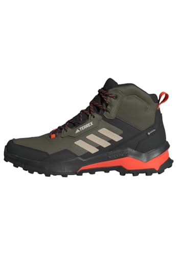 adidas Herren Terrex Ax4 Mid Gore-Tex Hiking Shoes Nicht-Fußball-Mittelschuhe, Olive strata/Wonder beige/core Black, 51 EU von adidas