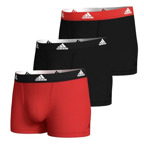 adidas Herren Trunk Boxer Boxershorts Unterhose Active Flex Cotton 3er Pack, Farbe:Mehrfarbig, Größe:L, Artikel:-984 Bright red/Black von adidas