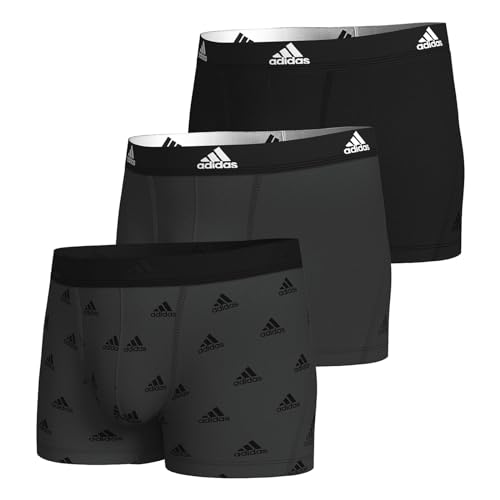 adidas Herren Trunk Boxer Boxershorts Unterhose Active Flex Cotton 3er Pack, Farbe:Mehrfarbig, Größe:S, Artikel:-924 Black/CRBN/crbnbs von adidas