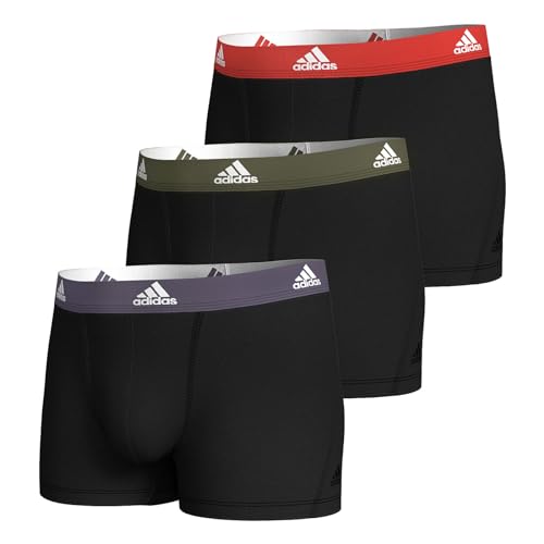 adidas Herren Trunk Boxer Boxershorts Unterhose Active Flex Cotton 3er Pack, Farbe:Schwarz, Größe:XL, Artikel:-079 Black w mlt lg bn von adidas