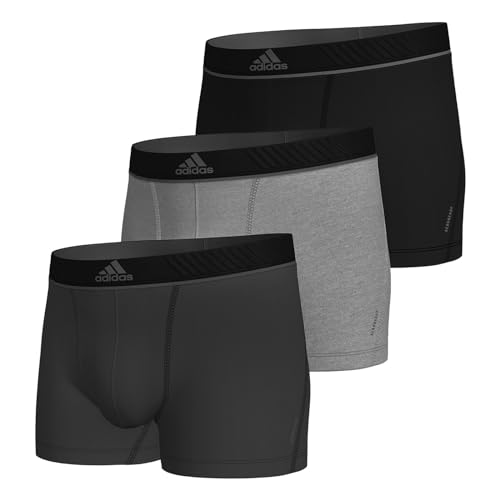 adidas Herren Trunk Boxer Unterhose Shorts Active Micro Flex Eco 3er Pack, Farbe:Mehrfarbig, Größe:L, Artikel:-907 Black/Heather/Carbon von adidas