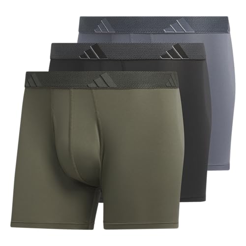 adidas Herren Trunk Underwear, Performance Athletic Fit (3-Pack) Badehose, Olive Strata Green/Black/Onix Grey/Microfiber, X-Large (3er Pack) von adidas