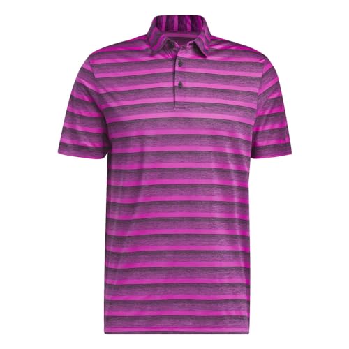 adidas Herren Golf-Poloshirt, zweifarbig, gestreift, Schwarz/Fuchsia, Mittel von adidas