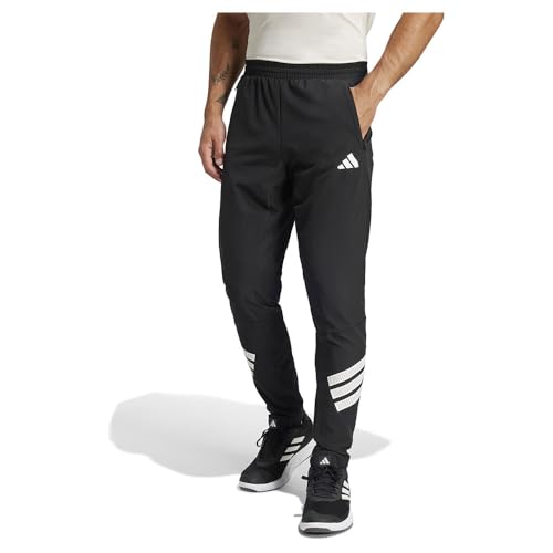 adidas Men's Icon 3-Streifen Woven Hose Black/White L von adidas