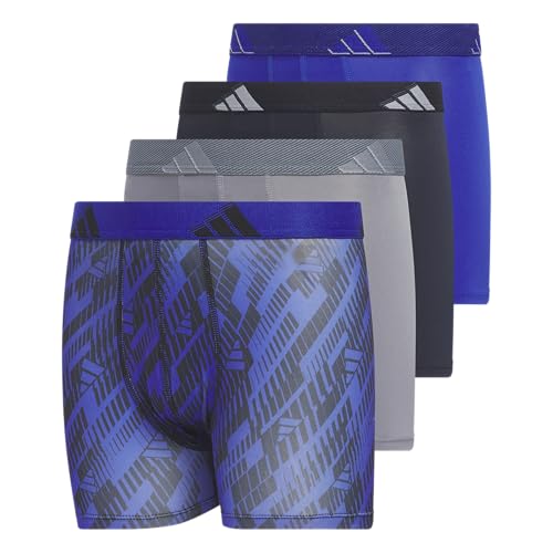 adidas Jungen Boxershorts aus Mikrofaser mit athletischer Passform (4er-Pack) für aktiven Sport und ganztägigen Komfort, Semi Lucid Blue/Legend Ink Blue/Grey, M von adidas