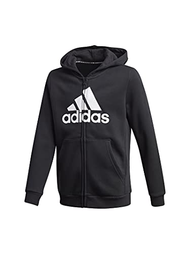 adidas Jungen Mh Bos Full Zip Fleece Kapuzenpullover, Black/White, 128 von adidas