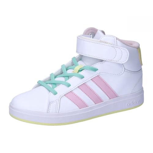 adidas Kinder Sneaker Grand Court Mid K FTWR White/Clear Pink/Yellow 34 von adidas