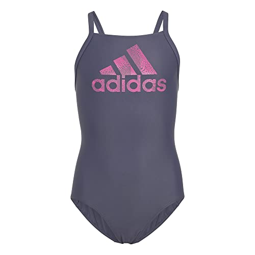 Adidas Mädchen Big Logo Suit Swimsuit, Shadow Navy/Lucid Fuchsia, 7 años von adidas