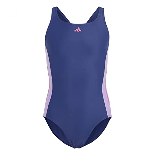 Adidas Mädchen Cut 3S Suit Swimsuit, Victory Blue/Violet Fusion/Lucid Fuchsia, 12 Meses von adidas