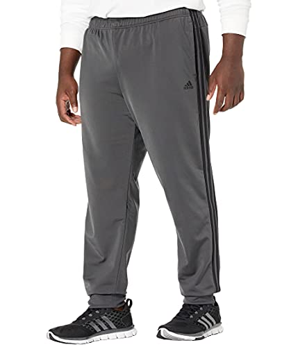 adidas Men's Big & Tall Essentials Warm-Up Slim Tapered 3-Stripes Tracksuit Bottoms, Dark Grey Heather/Black, Large/Tall von adidas