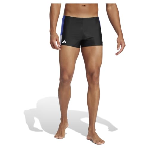 adidas Men's Colorblock Swim Boxer-Badehose Black/Semi Lucid Blue/Violet Tone L von adidas