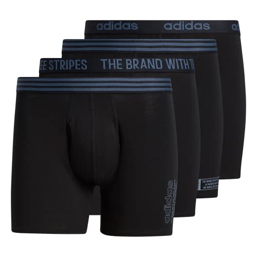 adidas Men's Core Stretch Cotton Boxer Brief Underwear (4-Pack), Black/Onix Grey, Large von adidas