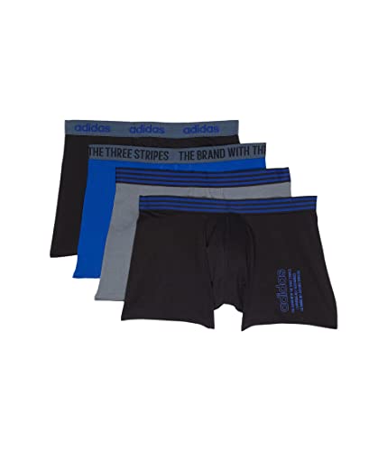 adidas Men's Core Stretch Cotton Trunk Underwear (4-Pack), Black/Collegiate Royal Blue/Onix Grey, Small von adidas