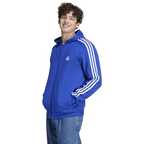 adidas Men's Essentials Fleece 3-Stripes Full-Zip Hoodie Trainingsjacke mit Kapuze, semi Lucid Blue, XXL von adidas