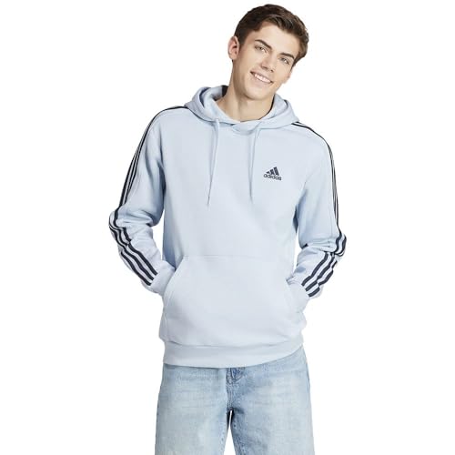 adidas Men's Essentials Fleece 3-Stripes Hoodie, Wonder Blue/Legend Ink, L von adidas