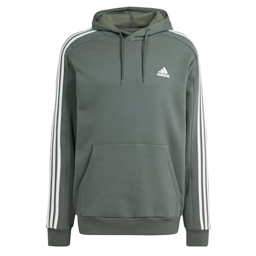 adidas Men's Essentials Fleece 3-Stripes Hoodie Kapuzensweatshirt, Legend Ivy, L von adidas