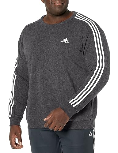 adidas Men's Essentials Fleece 3-Stripes Sweatshirt, Dark Grey Heather, X-Large von adidas