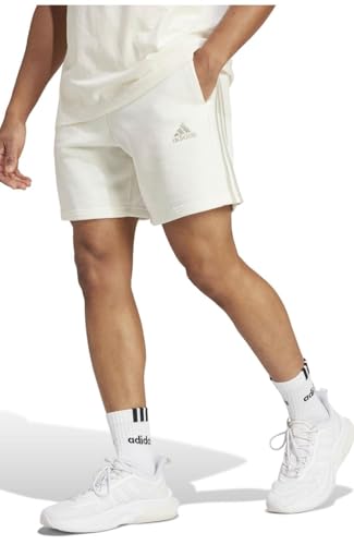 adidas Men's Essentials French Terry 3-Stripes Freizeit-Shorts, Off White/Putty Grey, S von adidas