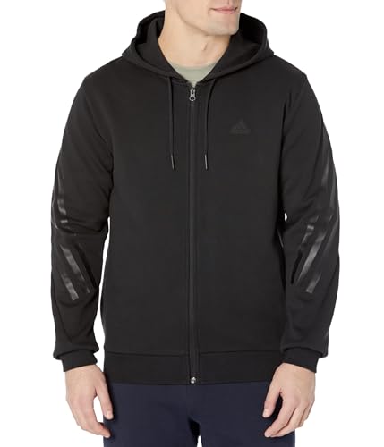 adidas Men's Future Icon 3-Stripes Full-Zip Hoodie, Black/Black, Medium von adidas