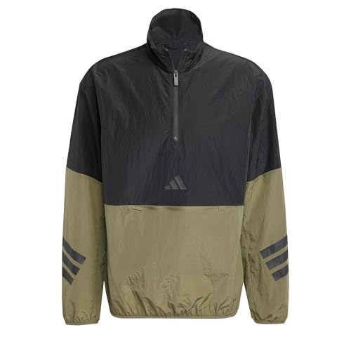 adidas Men's Future Icons 3-Streifen Woven Half-Zip Sweatshirt Olive Strata M von adidas