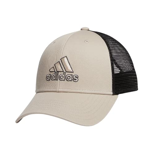 adidas Men's Mesh Back Structured Low Crown Snapback Adjustable Fit Cap, Wonder Beige/Carbon Grey/Black, One Size von adidas