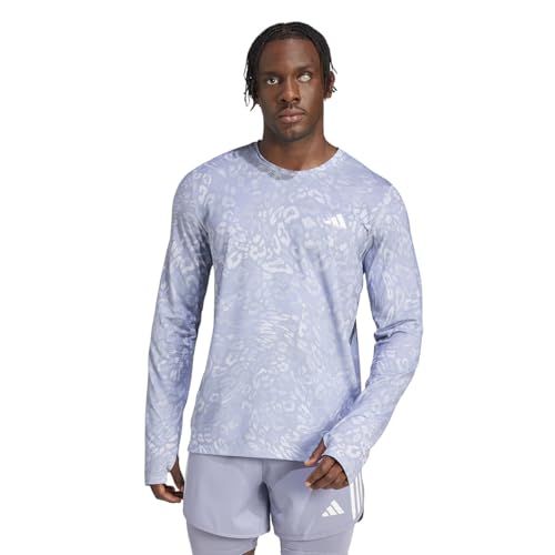 adidas Men's Own The Run Climacool 3-Streifen Longsleeve Dash Grey/Violet Tone M von adidas