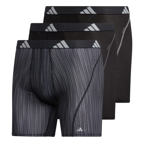 adidas Men's Sport Mesh Boxer Brief Underwear (3-Pack), Performance Wave Black/Black/Black, X-Large von adidas