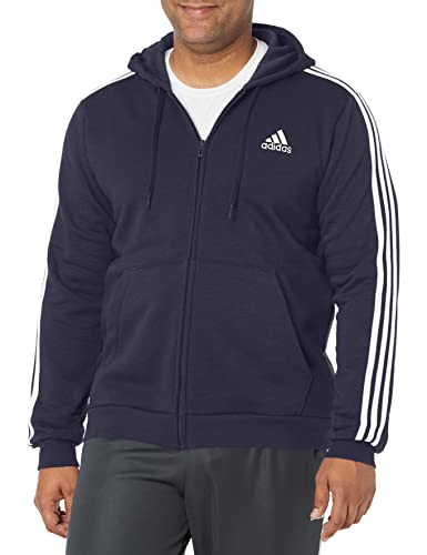 adidas Men's Standard Essentials Fleece 3-Stripes Full-Zip Hoodie, Legend Ink, Large von adidas