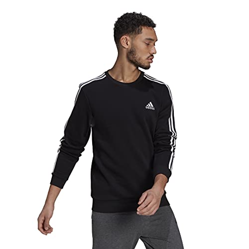 adidas Men's Standard Essentials Fleece 3-Stripes Sweatshirt, Black/White, 3X-Large von adidas