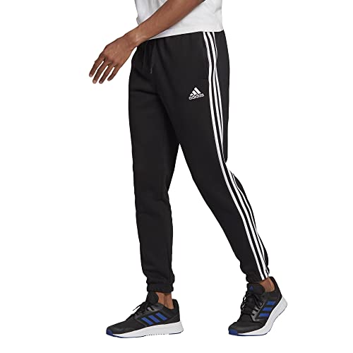 adidas Men's Standard Essentials Fleece Tapered Elastic Cuff 3-Stripes Pants, Black, XX-Large von adidas